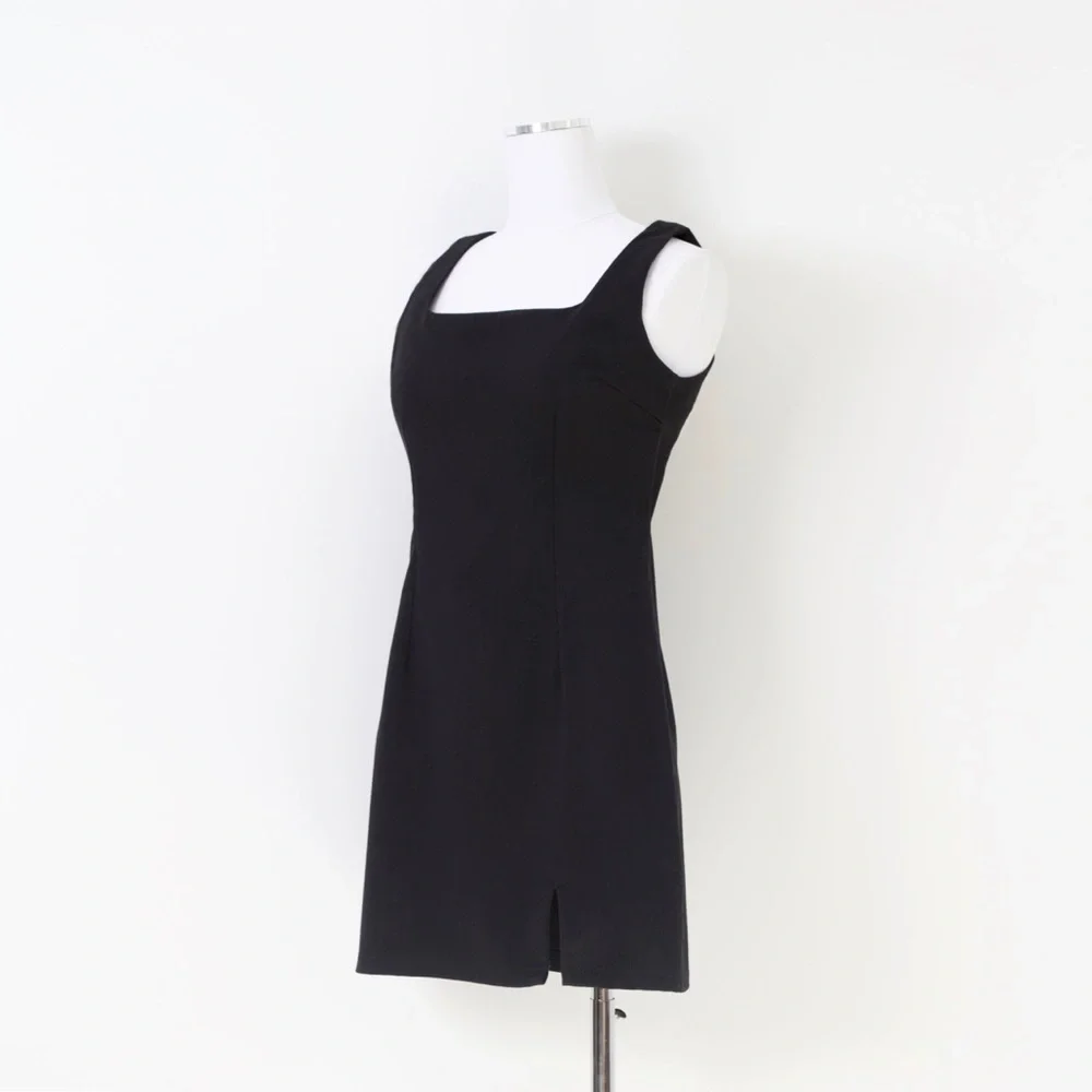 90's Vintage Square Neck Front Slit Mini - Picture 3 of 5